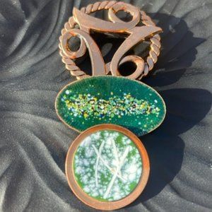 VTG Copper Enamel BROOCHES – 3 LOT